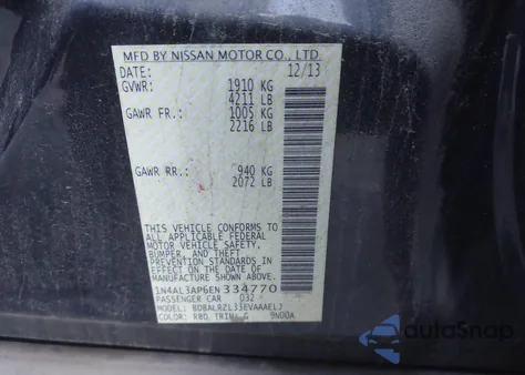 2014 Nissan Altima 2.5 S z USA, uszkodzony, nr VIN 1N4AL3AP6EN334770